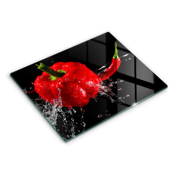 Herdabdeckplatte glas Rote Paprika in Wasser