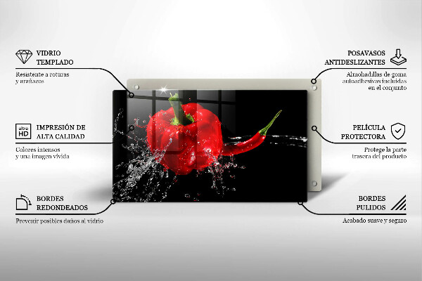 Herdabdeckplatte glas Rote Paprika in Wasser