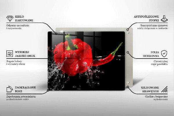 Herdabdeckplatte glas Rote Paprika in Wasser