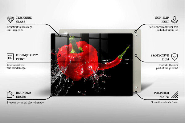Herdabdeckplatte glas Rote Paprika in Wasser