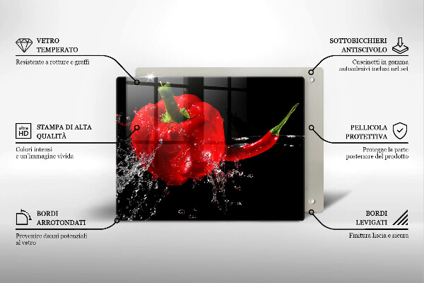 Herdabdeckplatte glas Rote Paprika in Wasser