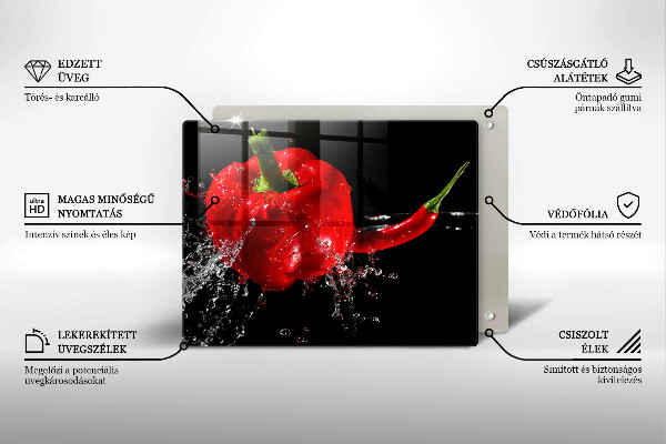 Herdabdeckplatte glas Rote Paprika in Wasser