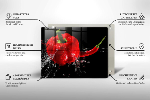 Herdabdeckplatte glas Rote Paprika in Wasser