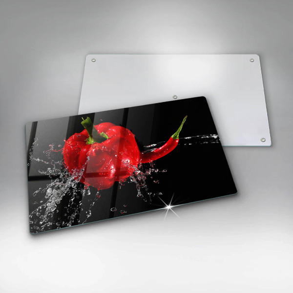 Herdabdeckplatte glas Rote Paprika in Wasser