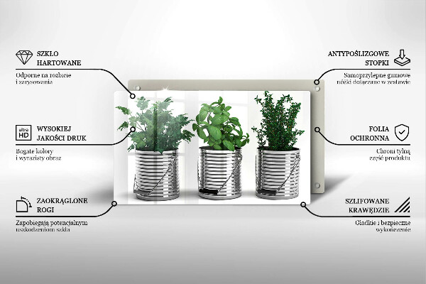 Herdabdeckplatte glas Töpfe mit Kräuterpflanzen
