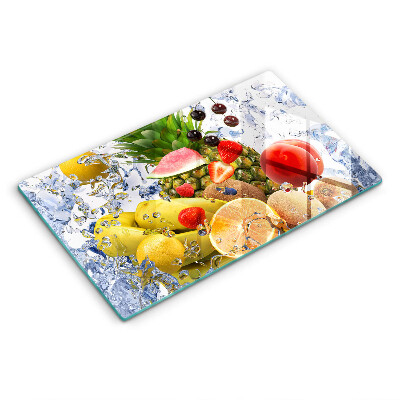 Herdabdeckplatte glas Saftige Früchte und Wasser