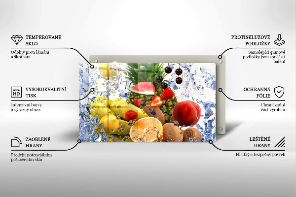 Herdabdeckplatte glas Saftige Früchte und Wasser