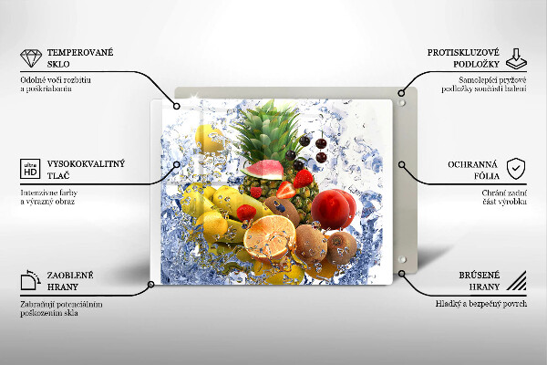 Herdabdeckplatte glas Saftige Früchte und Wasser
