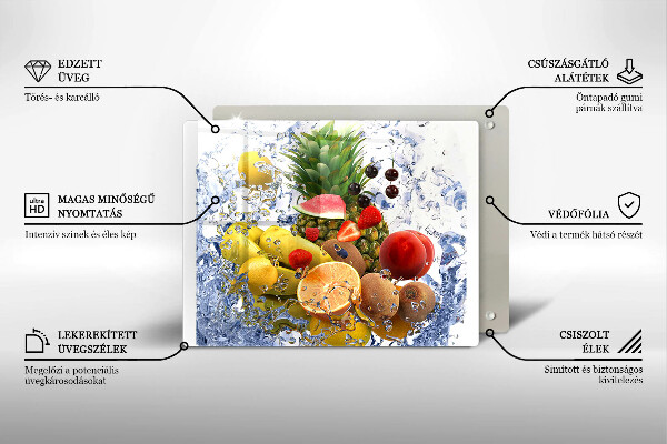 Herdabdeckplatte glas Saftige Früchte und Wasser