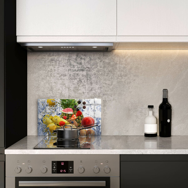 Herdabdeckplatte glas Saftige Früchte und Wasser