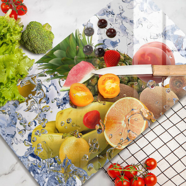 Herdabdeckplatte glas Saftige Früchte und Wasser