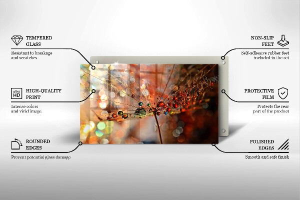 Herdabdeckplatte glas Nasser Löwenzahn