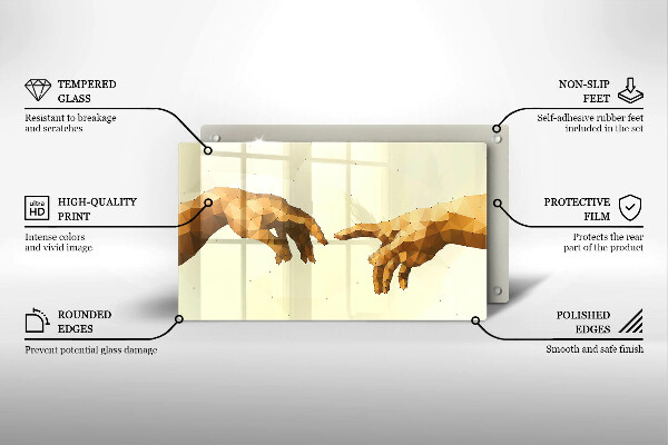 Herdabdeckplatte glas Erschaffung von Adams Händen