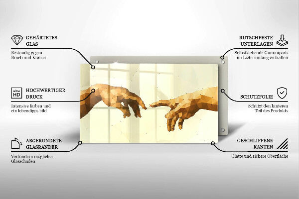 Herdabdeckplatte glas Erschaffung von Adams Händen