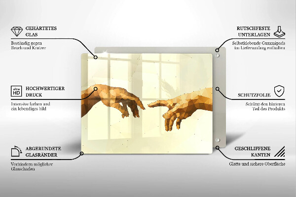 Herdabdeckplatte glas Erschaffung von Adams Händen