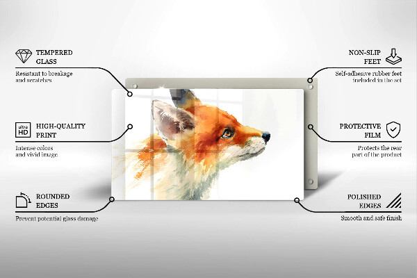 Herdabdeckplatte glas Bemalter Fuchs