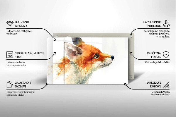 Herdabdeckplatte glas Bemalter Fuchs