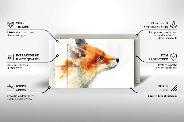 Herdabdeckplatte glas Bemalter Fuchs