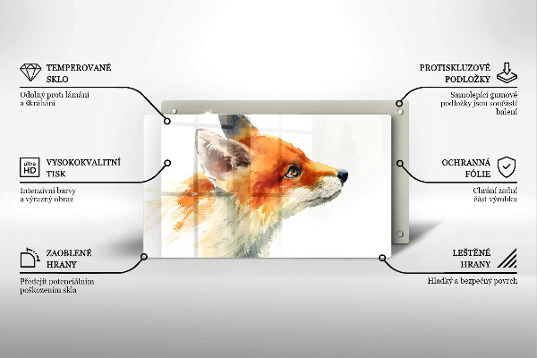 Herdabdeckplatte glas Bemalter Fuchs