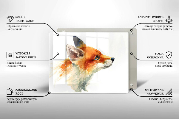 Herdabdeckplatte glas Bemalter Fuchs