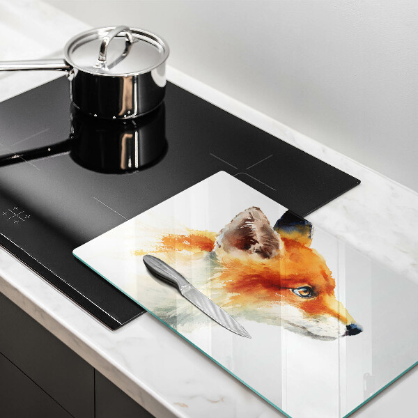 Herdabdeckplatte glas Bemalter Fuchs