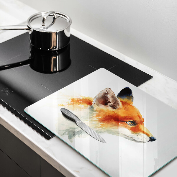 Herdabdeckplatte glas Bemalter Fuchs