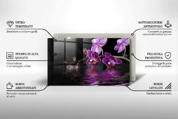 Herdabdeckplatte glas Orchideen-Zen-Wasser