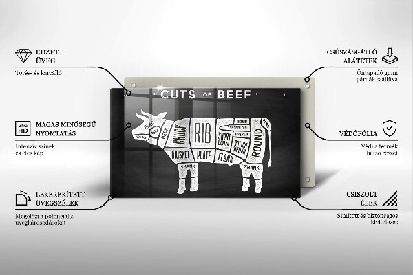 Herdabdeckplatte glas Kuhfleisch Rindfleisch
