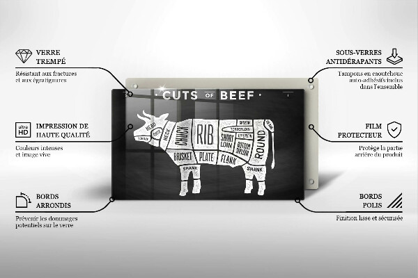 Herdabdeckplatte glas Kuhfleisch Rindfleisch