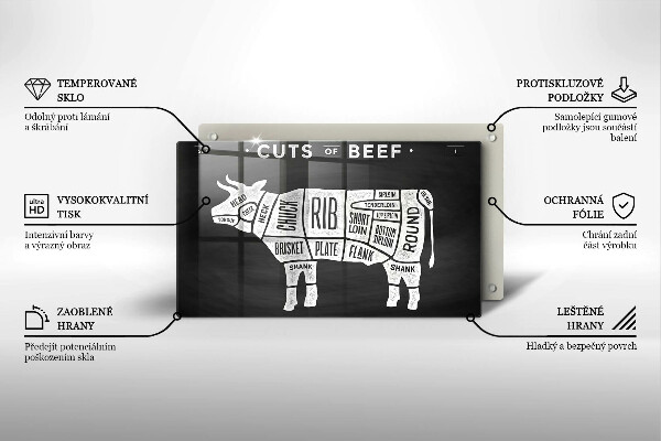 Herdabdeckplatte glas Kuhfleisch Rindfleisch