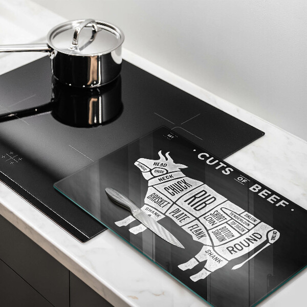 Herdabdeckplatte glas Kuhfleisch Rindfleisch