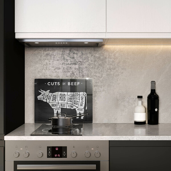 Herdabdeckplatte glas Kuhfleisch Rindfleisch