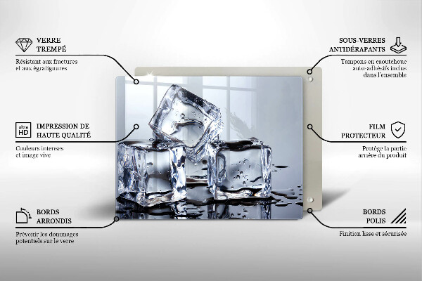 Herdabdeckplatte glas Eiswürfel