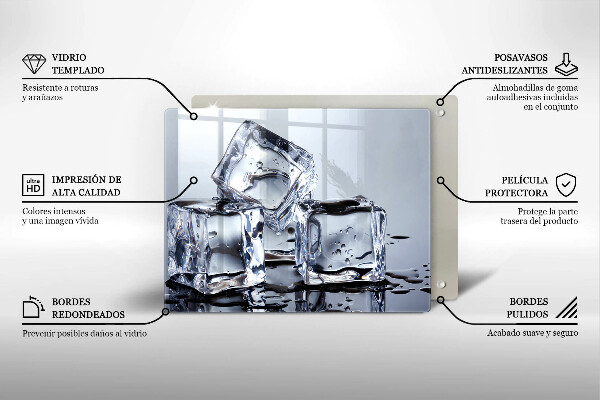 Herdabdeckplatte glas Eiswürfel