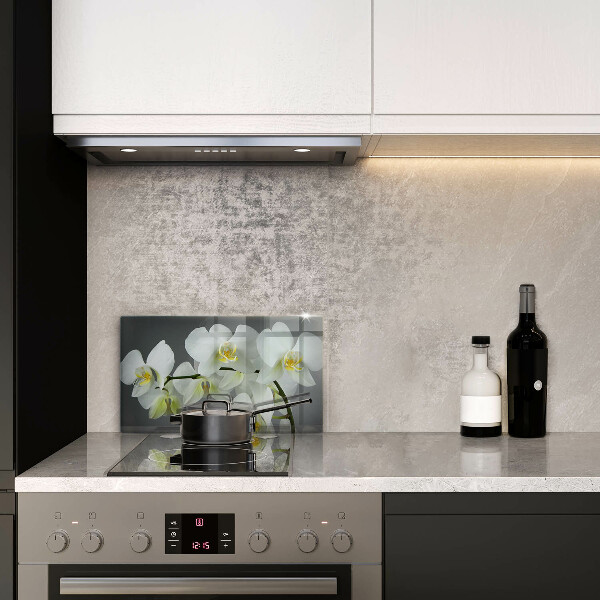 Herdabdeckplatte glas Weiße Orchideenblüten