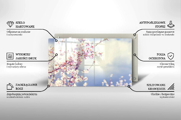 Herdabdeckplatte glas Blühender Baum