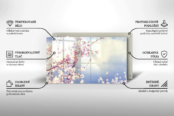 Herdabdeckplatte glas Blühender Baum