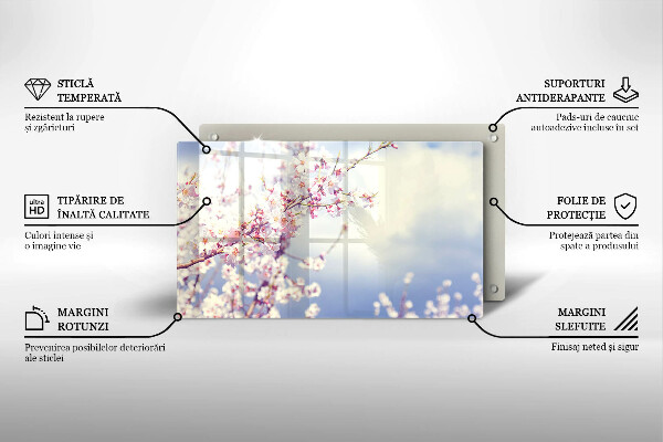 Herdabdeckplatte glas Blühender Baum
