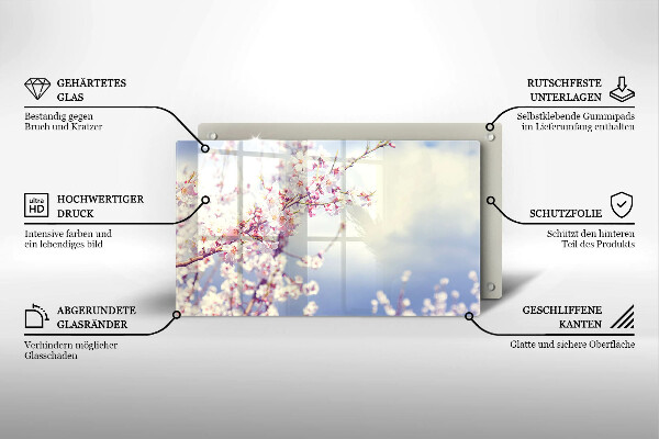 Herdabdeckplatte glas Blühender Baum