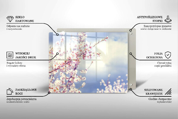 Herdabdeckplatte glas Blühender Baum