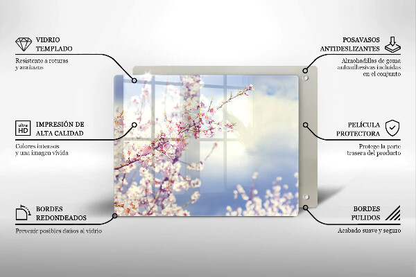 Herdabdeckplatte glas Blühender Baum