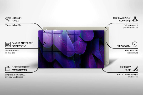 Herdabdeckplatte glas Neonfedern