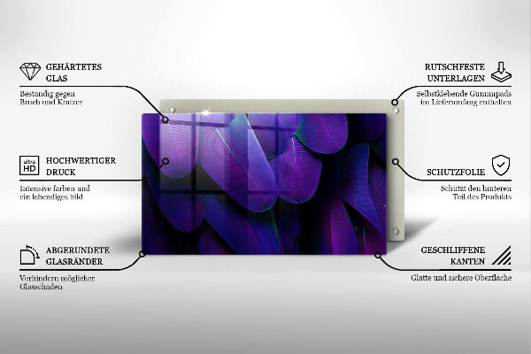 Herdabdeckplatte glas Neonfedern