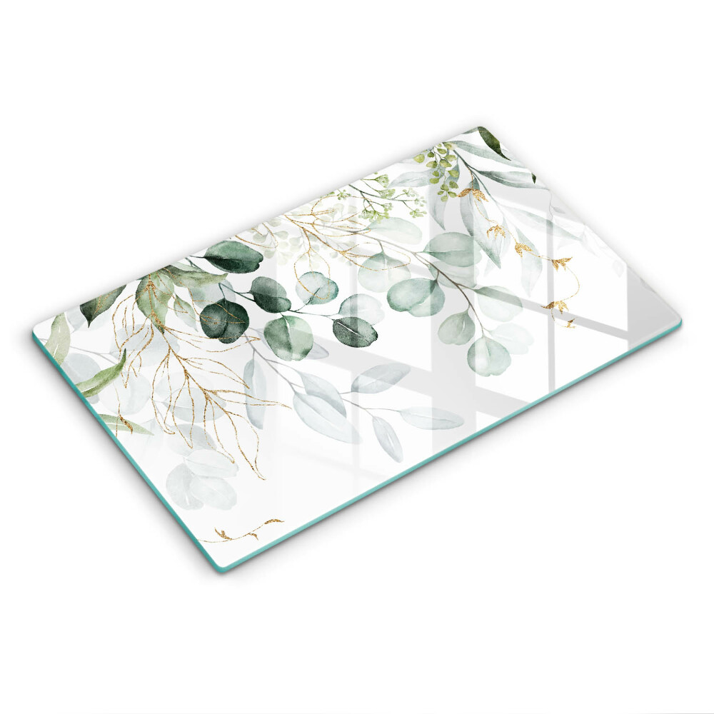 Herdabdeckplatte glas Bemalte Pflanzen