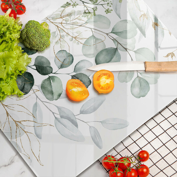 Herdabdeckplatte glas Bemalte Pflanzen