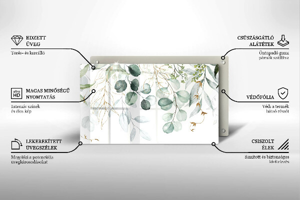 Herdabdeckplatte glas Bemalte Pflanzen
