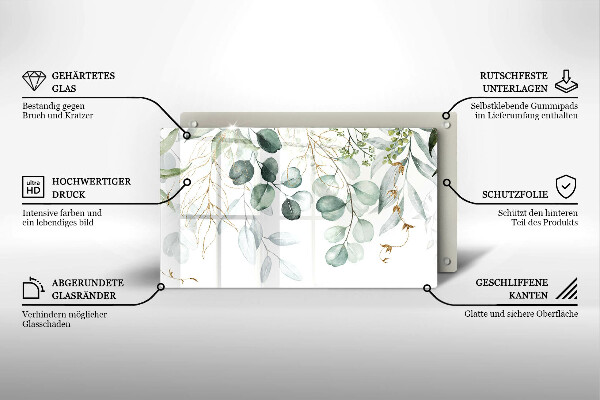 Herdabdeckplatte glas Bemalte Pflanzen