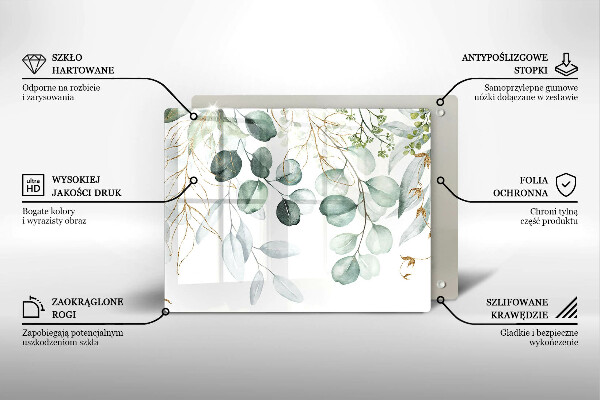 Herdabdeckplatte glas Bemalte Pflanzen