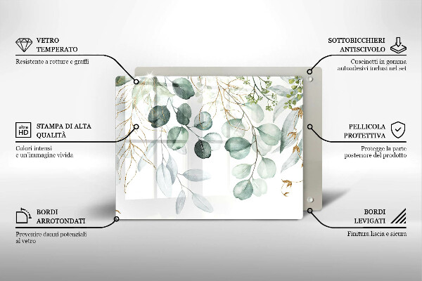 Herdabdeckplatte glas Bemalte Pflanzen