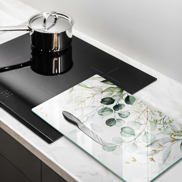 Herdabdeckplatte glas Bemalte Pflanzen